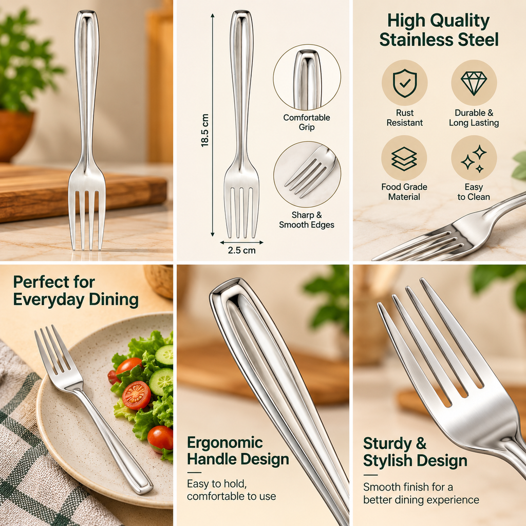 12-Piece Stainless Steel Fork Set