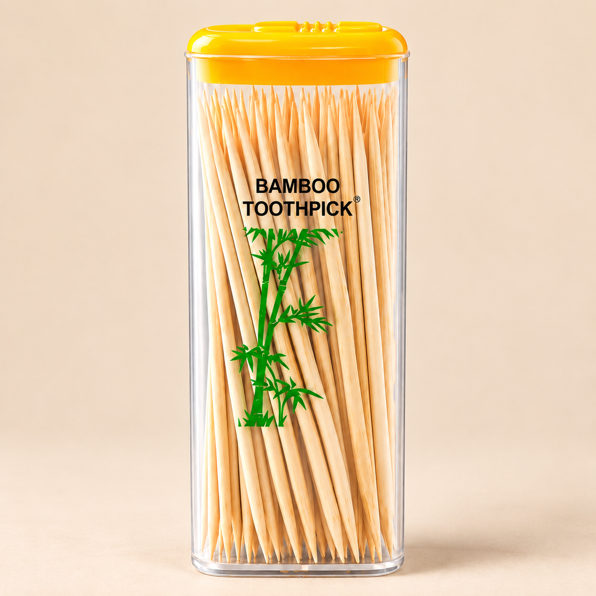 Bamboo Toothpicks with Dispenser – 60 Pieces