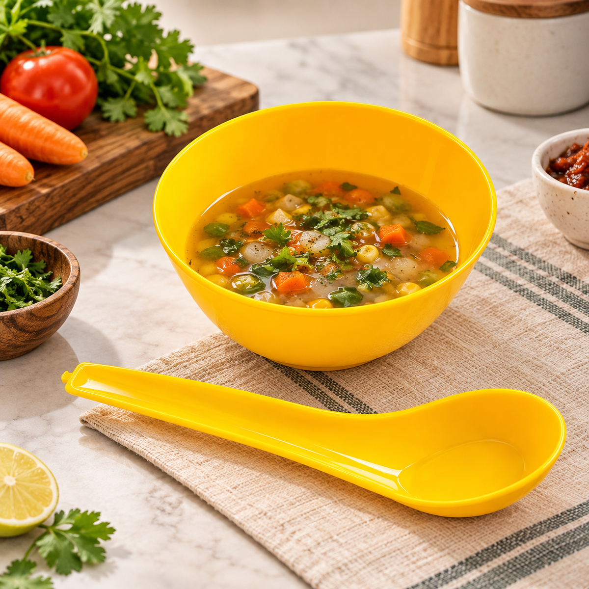 Plastic Serving Bowl with Spoon