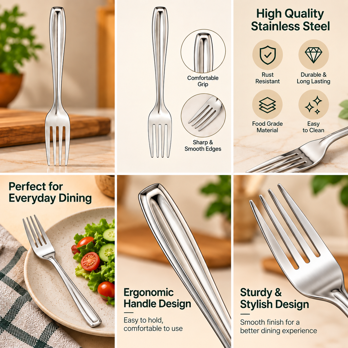 24-Piece Stainless Steel Fork Set